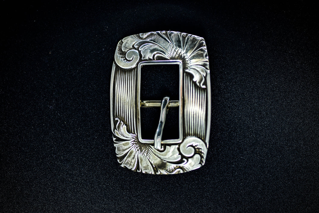 PH Casting- White Bronze Rounded Square Opposing Scroll Buckle- B2